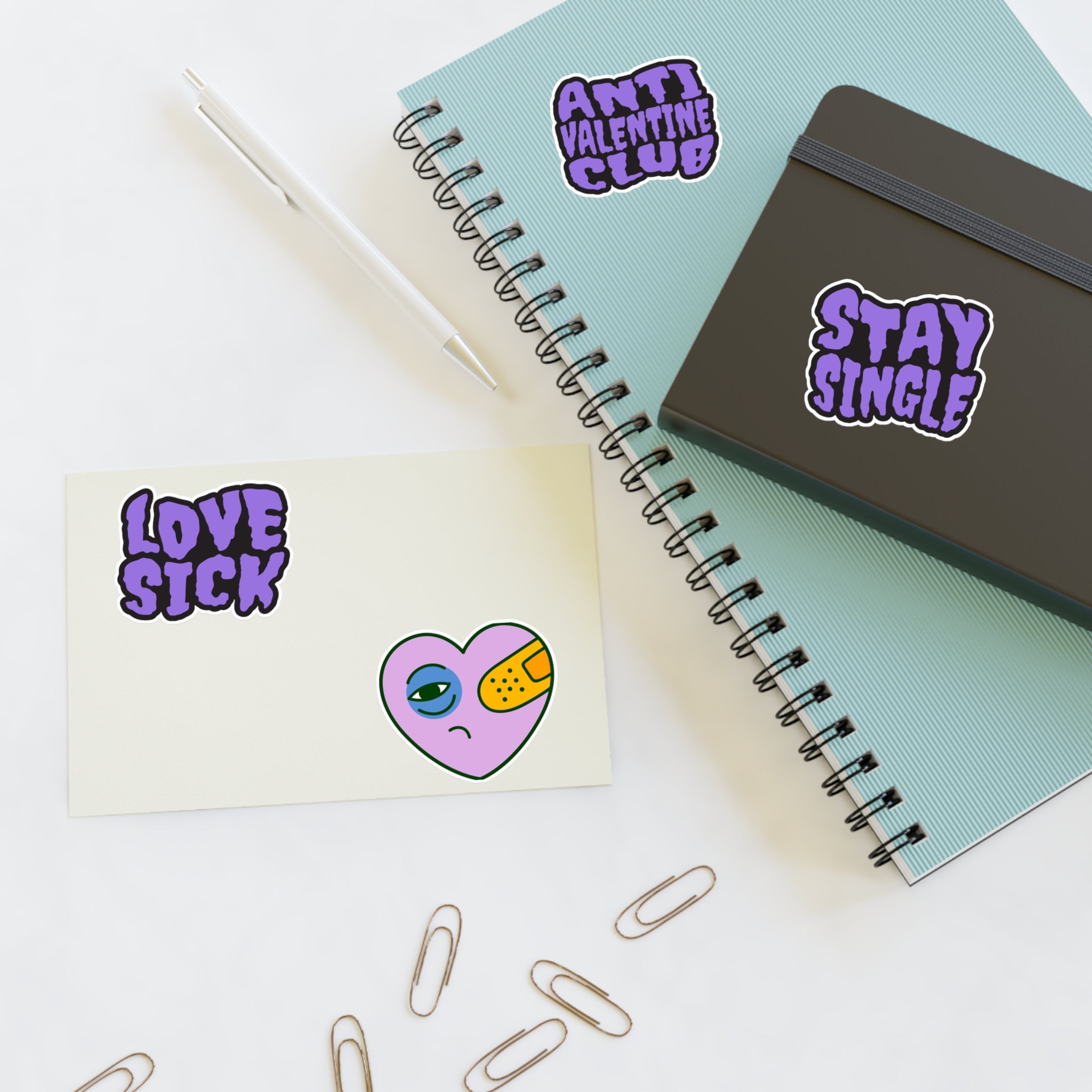 Anti Valentine's Club Sticker Sheet 4 Pack Vinyl Stickers