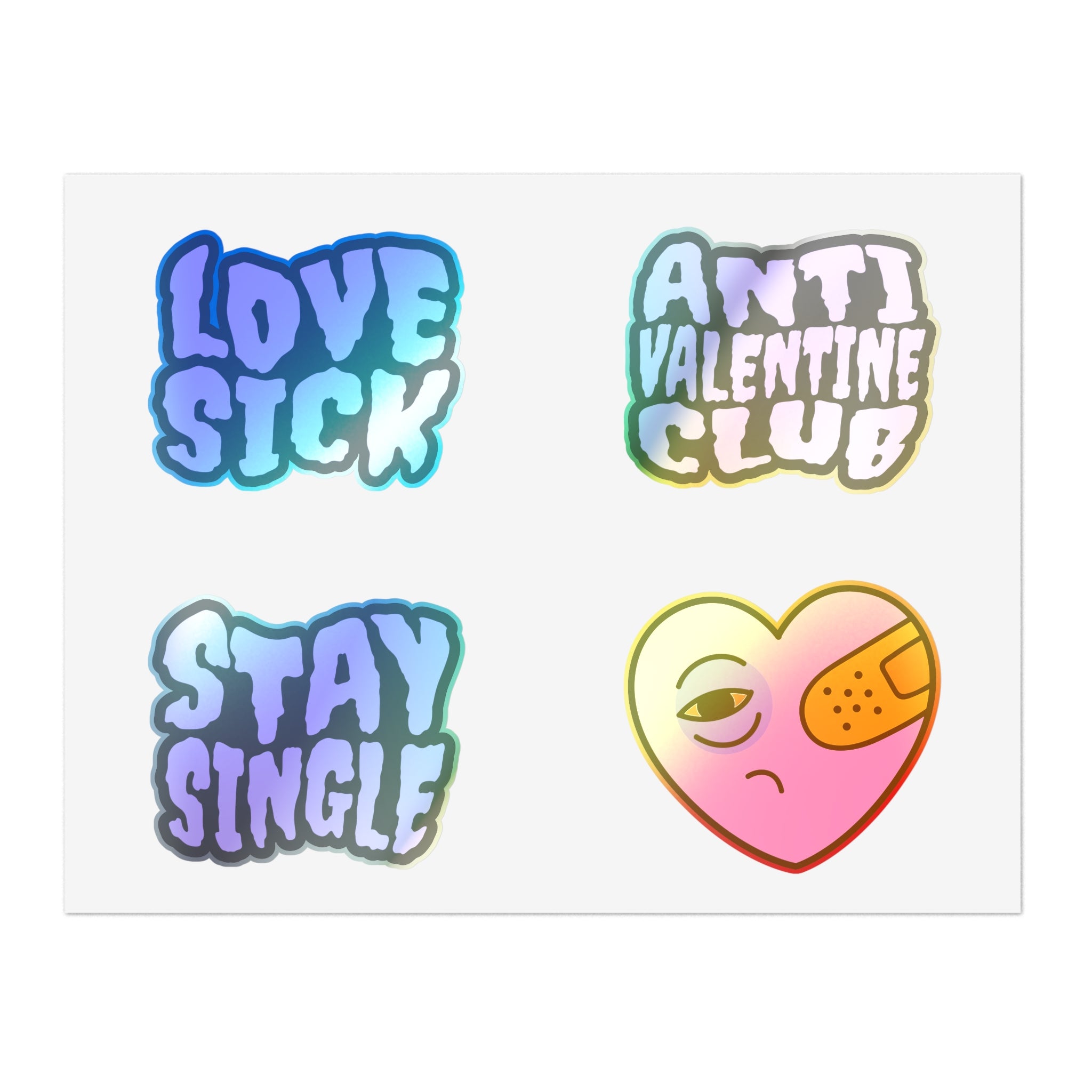 Anti Valentine's Club Sticker Sheet 4 Pack Vinyl Stickers