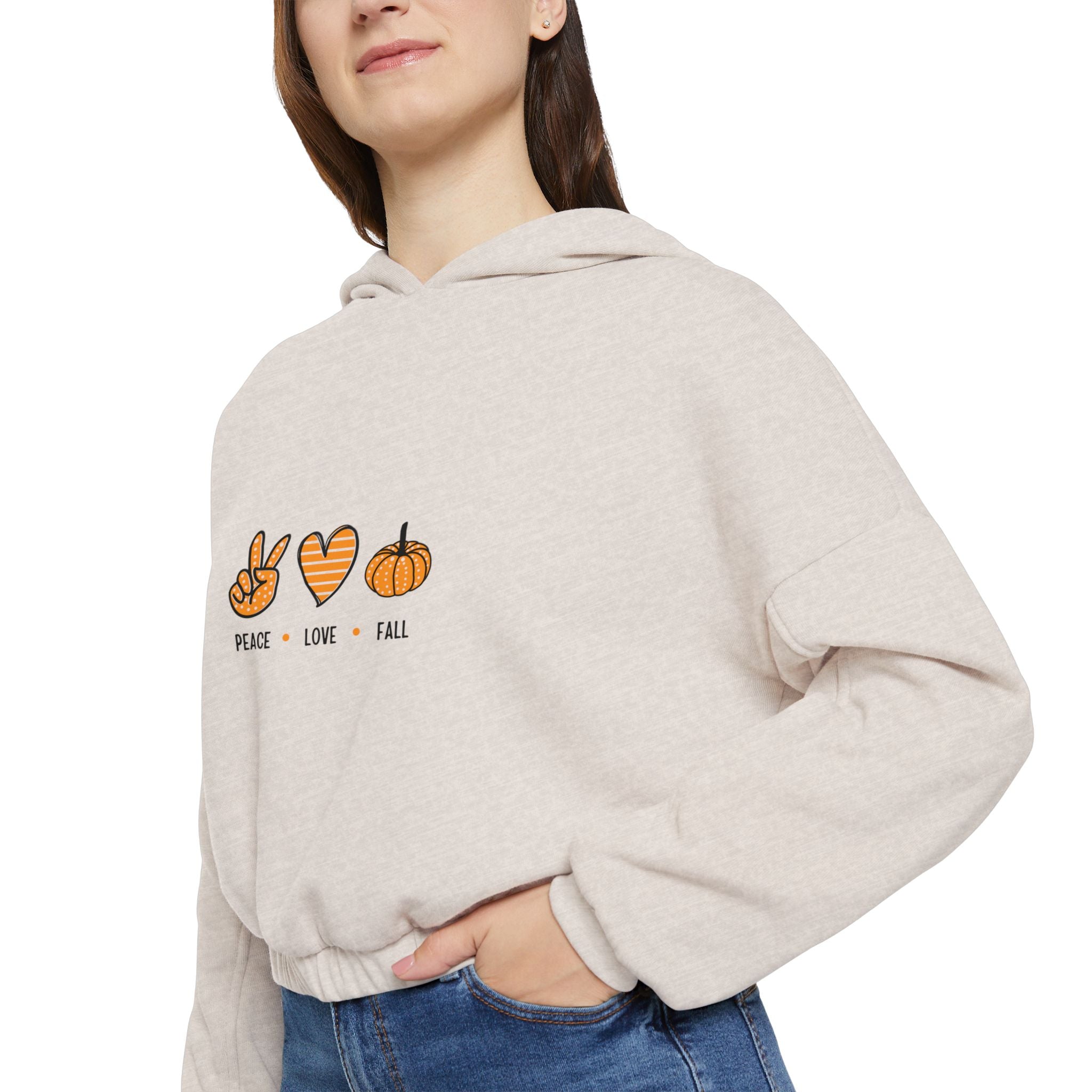 Peace Love Fall Women's Cinched Bottom Hoodie