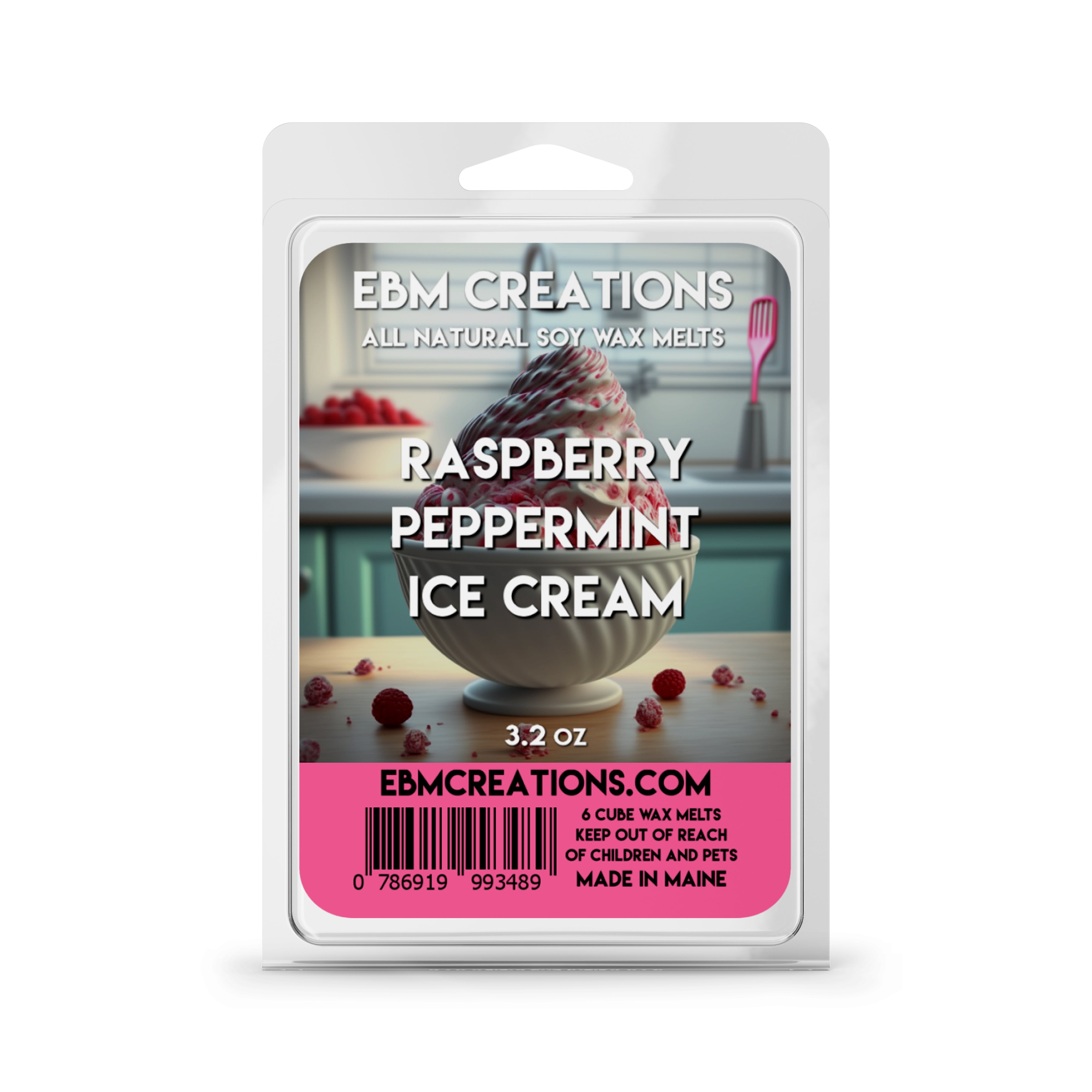 Raspberry Peppermint Ice Cream - 3.2 oz Clamshell