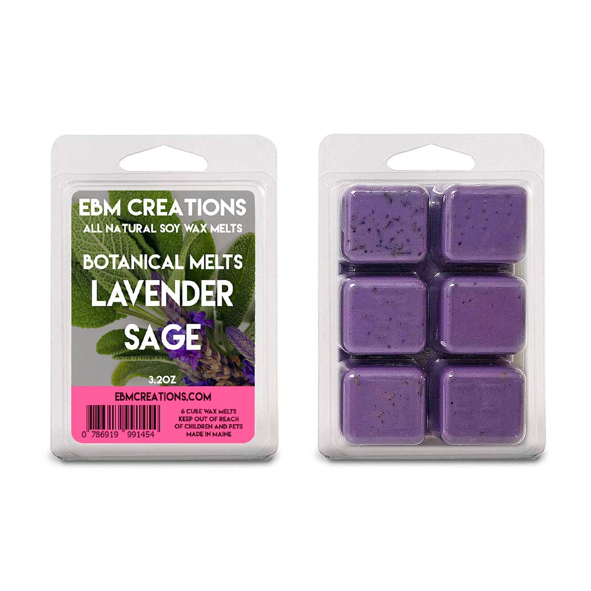 Lavender Sage Botanical Melts - 3.2 oz Clamshell - Dried Lavender Buds Inside!