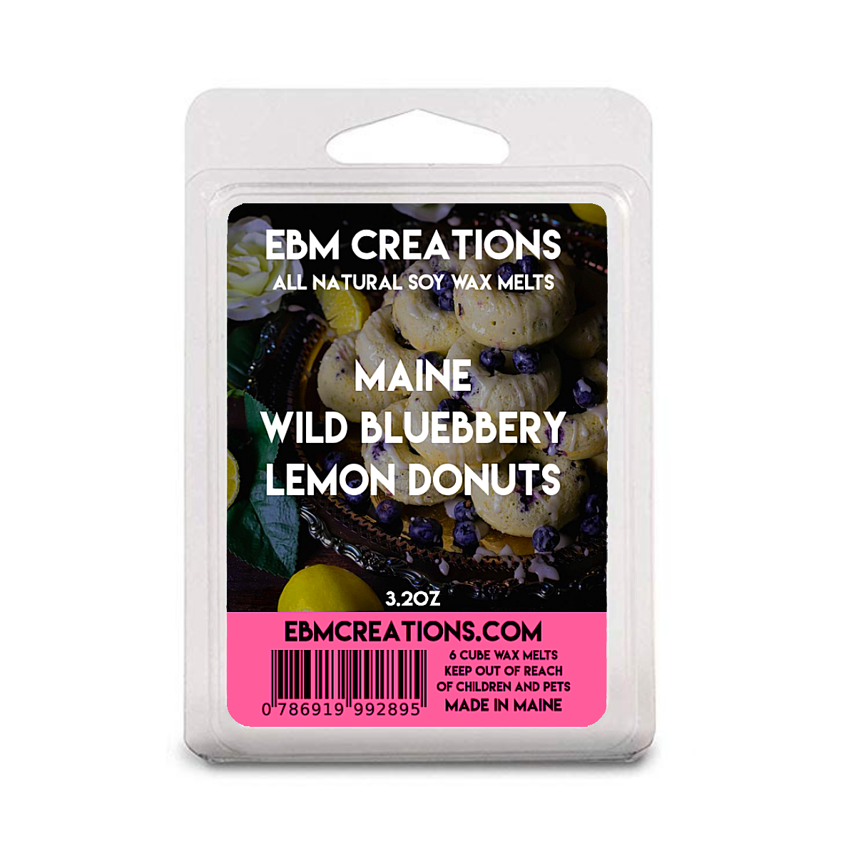 Maine Wild Blueberry Lemon Donuts - 3.2 oz Clamshell