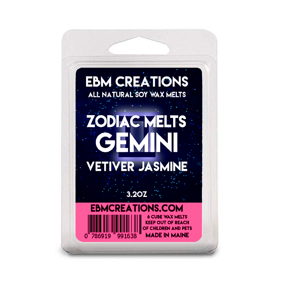 Gemini - Vetiver Jasmine Zodiac Melts - 3.2 oz Clamshell